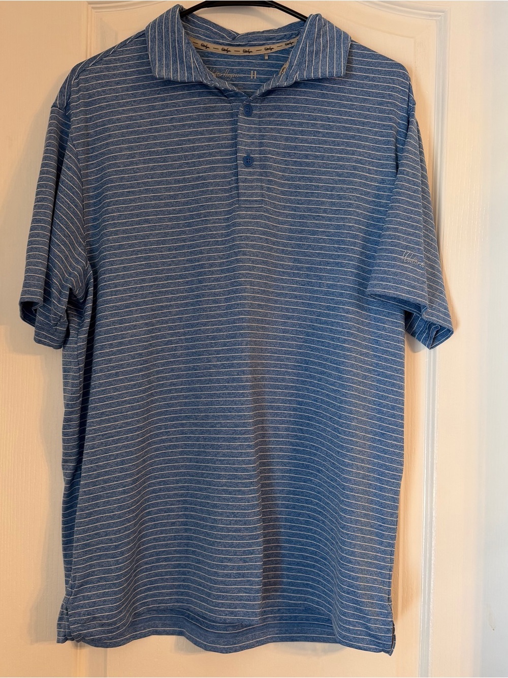 Walter Hagen Blue & White Striped Polo Shirt